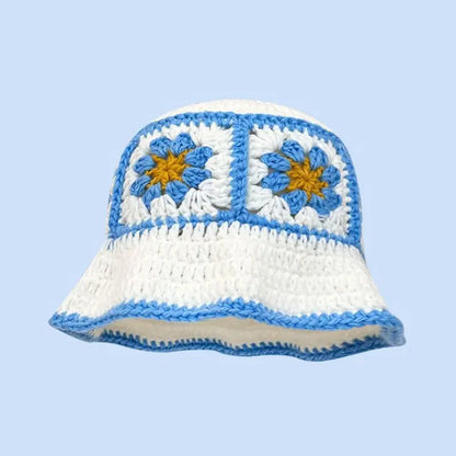 🍒Autumn crochet hat handmade bucket hat knitted Y2k flower fashion autumn winter colourful hats Get A Bellfower Flower. Flower