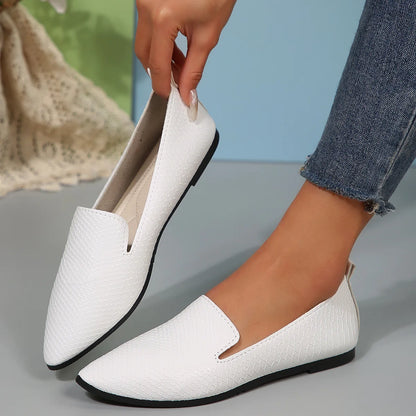 🍒Women's flat shoes pu leather loafers ballet flats Pointed Toe barefoot Slip-on casual shoes Flat Out Comfort