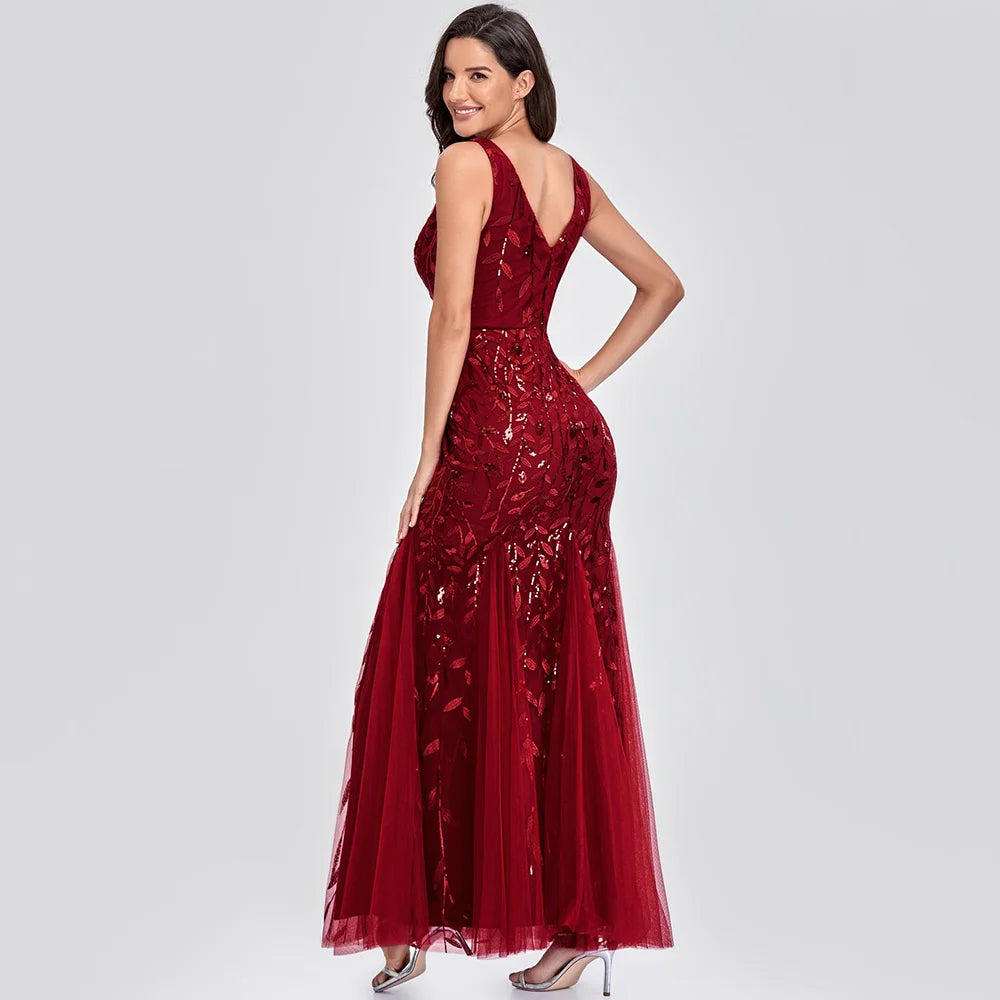 🍒Sequin maxi cocktail dress long bridesmaid prom outfit for special occasion party club bodycon vintage style clothing You'll Fish This Mermaid Out Time &Time