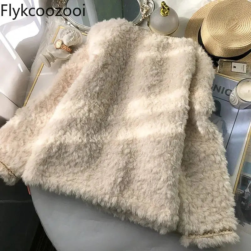🍒Female lambs wool coat wear casual coats for women autumn winter clothing woollyJacket long sleeve It will be a SHEAR delight to wear this