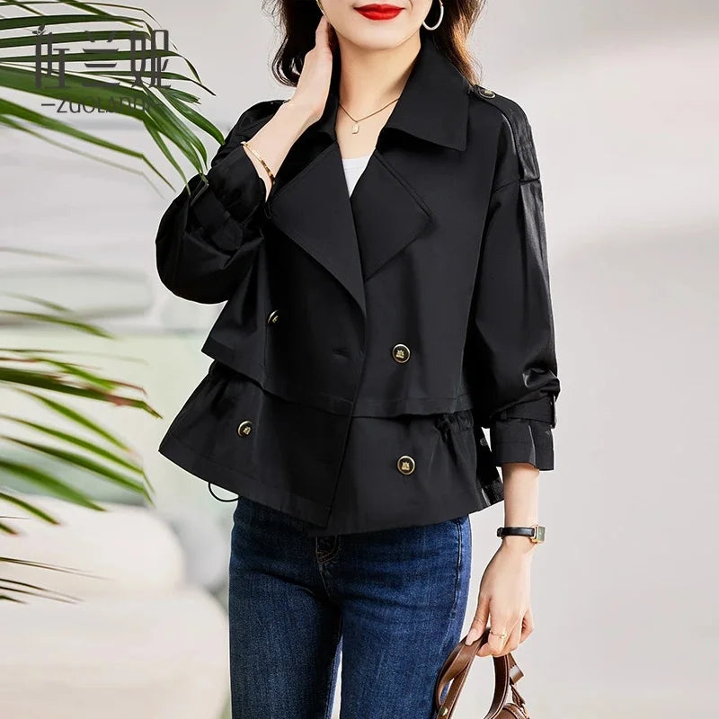 🍒Short Windbreaker Jacket for women's spring and autumn popular trench style high-end casual fashion outerwear Don’t WIND up with boring jackets take a BREAK(er)