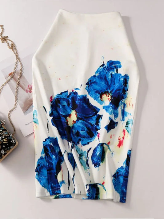 🍒 flower print pencil skirt bodycon slim midi skirt short floral print fashion smart casual women feminine clothes