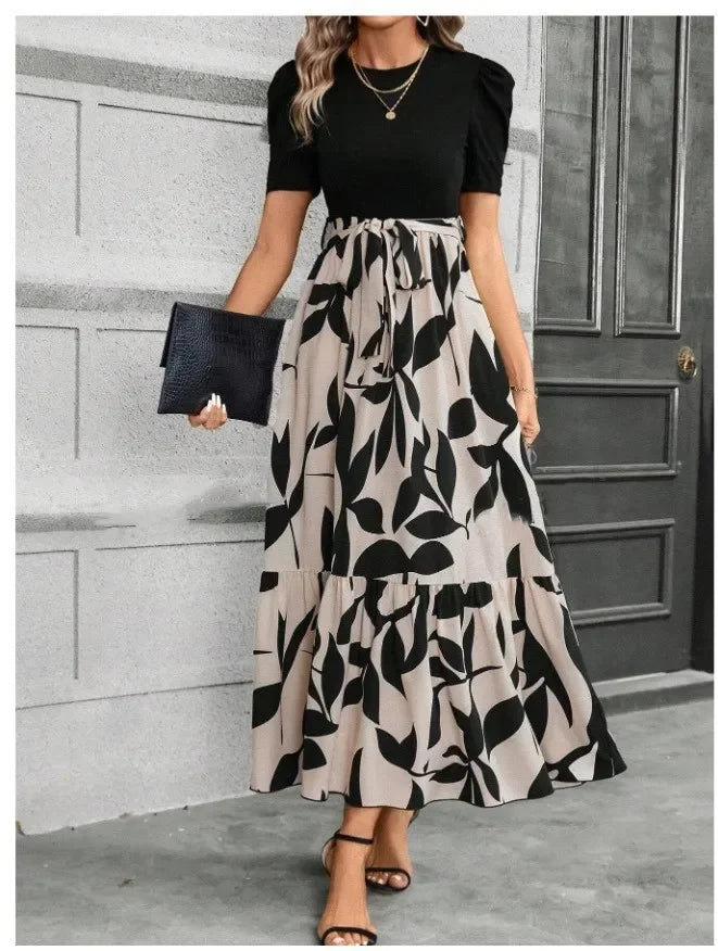 🍒Women's dresses spring and summer floral fashion Printed outfits elegant holiday wear smart casual clothes