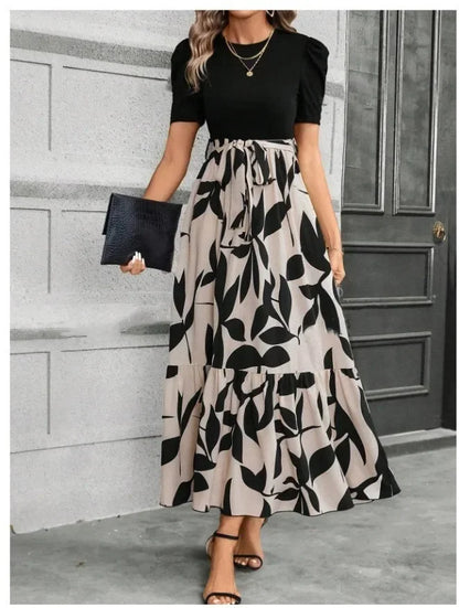 🍒Women's dresses spring and summer floral fashion Printed outfits elegant holiday wear smart casual clothes