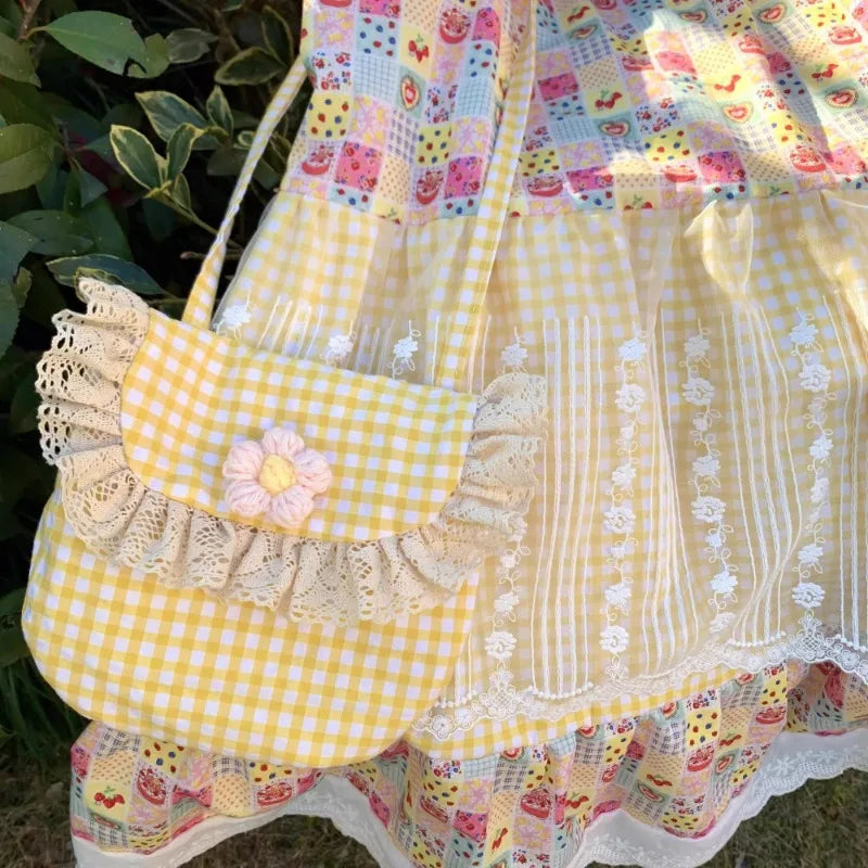 🍒Patch work gypsy skirt sweet girl fashion floral print tiered skirt lace outfit womens elastic waist skirts a-line fashion feminine summer clothes holiday wear Sun In Your Sunny