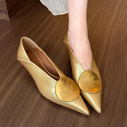 🍒Luxury gold shoes for women kitten heel shoes pointed toe foot wear low heel designer shoes fashion pumps DISCover these you wont be disaPOiNTed