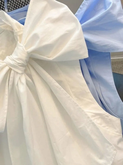 🍒Sleeveless blouse womens smart casual wear wrap bow shirt loose fit sweet girl summer fashion tops feminine clothing Bow-ldfully Sweet