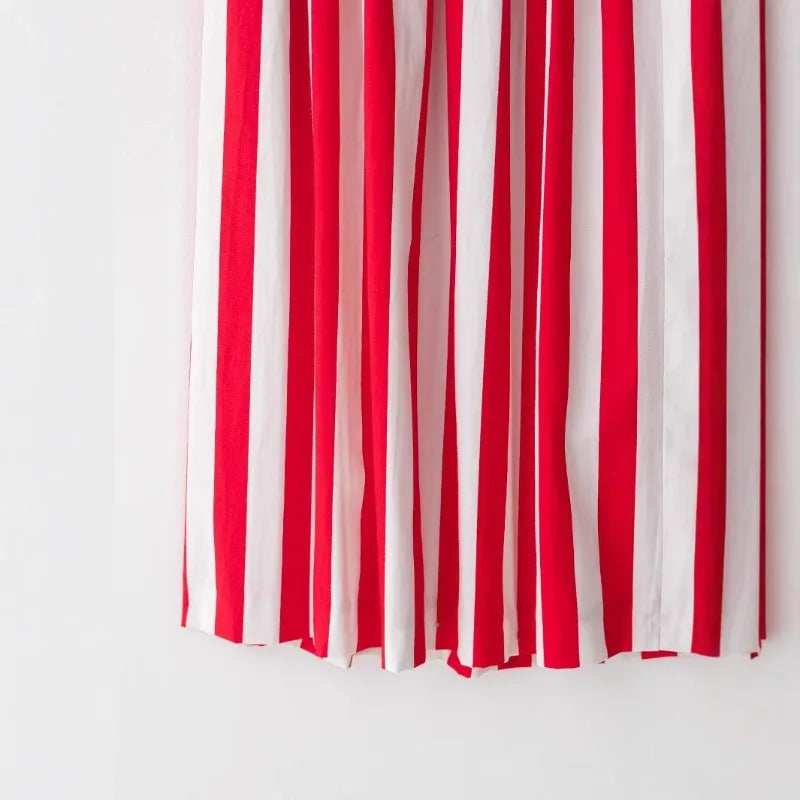 🍒Striped skirt with bow high waist french style chic vintage office wear summer fashion wear midi skirt for women smart casual wear occasion clothing Feel Sweet in A Candy Cane