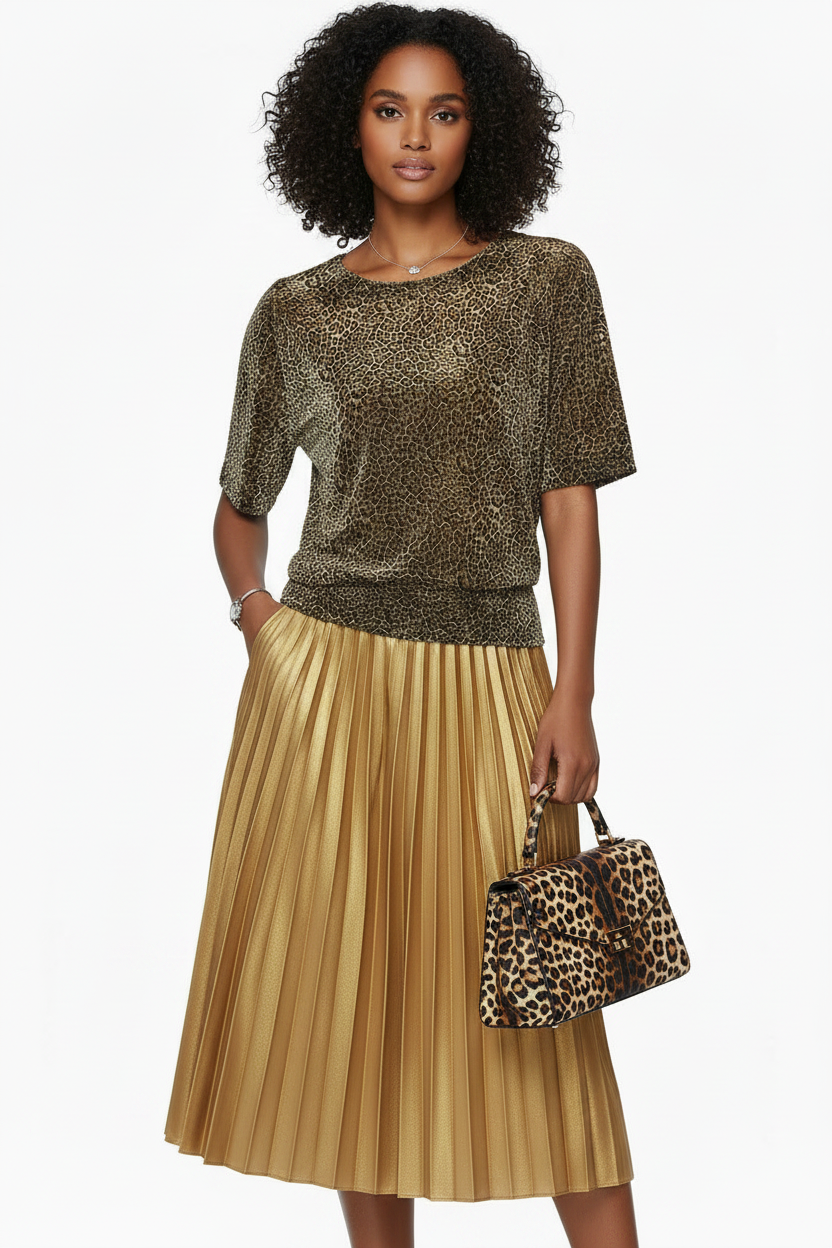 🍒Short sleeve womens blouses o-neck shirt smart casual women leopard print party top with elasticated waist office shirts Simple Vintage style clothing Simple Style Statement