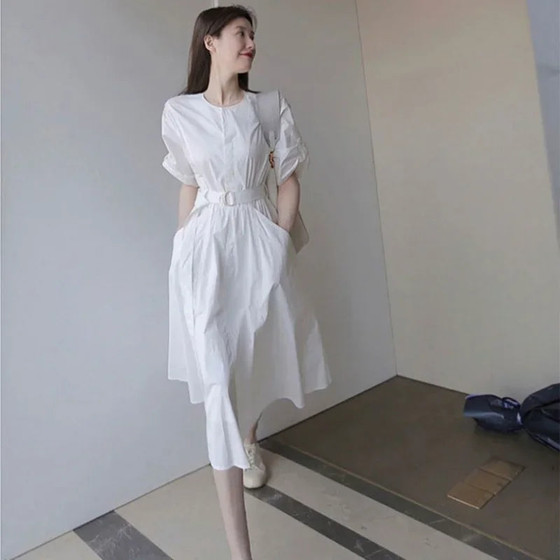 🍒White dress for women summer clothes midi formal occasion outfit femalechic luxury clothing elegant pretty Y2k wear Blanc Beauty