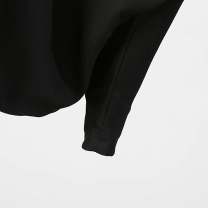 🍒Oversized zipped coat women's fashion solid color long sleeve casual drawstring jacket black designer style spring autumn clothing   Big Up To Oversized Cool