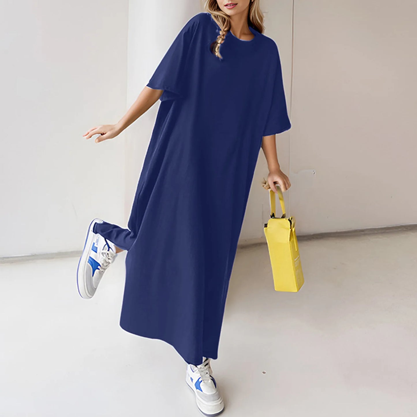 🍒Plus size loose dresses t-shirt dress lounge wear short sleeve outfit long maxi oversized summer fashion beach sundress up to 3XL Best Basics
