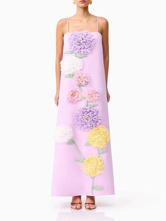 🍒3D flower dresses for women spaghetti straps sleeveless outfit smart casual women female colourful pastel fashion clothing partywear occasion wear Gift A Garden to You