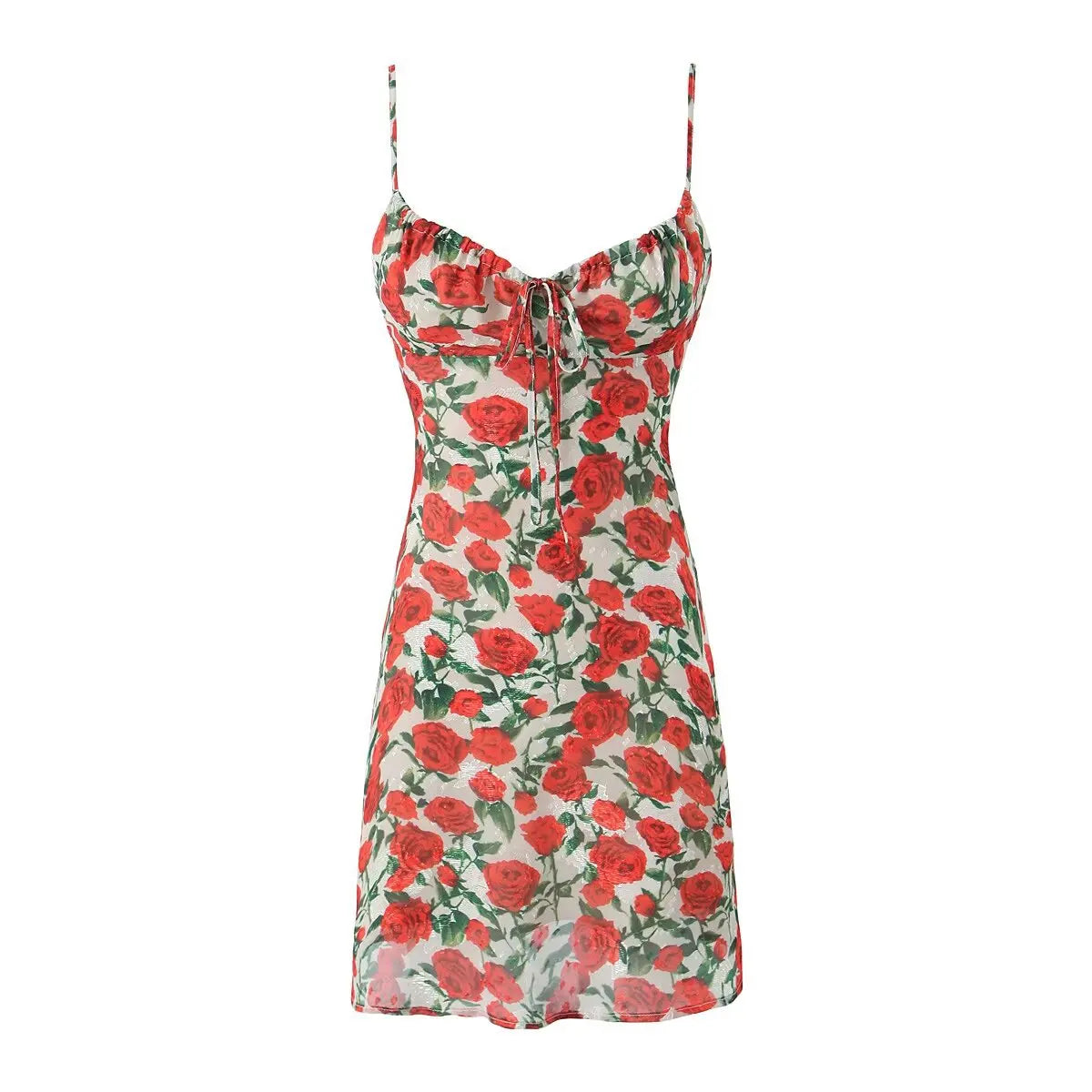 🍒Midi dresses for women bodycon summer outfits vintage clothes front tie floral fashion wear smart casual chiffon clothing  Rosey Posey