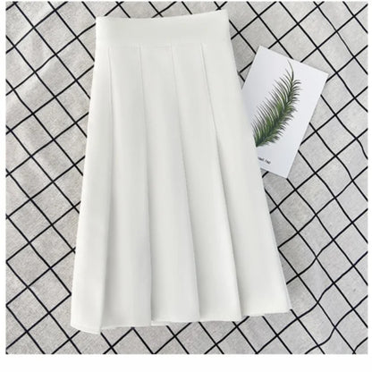 🍒Summer high waist skirt a-line short black plleated midi smart casual clothimg women female fashion wears Get These Box Pleats Boxed