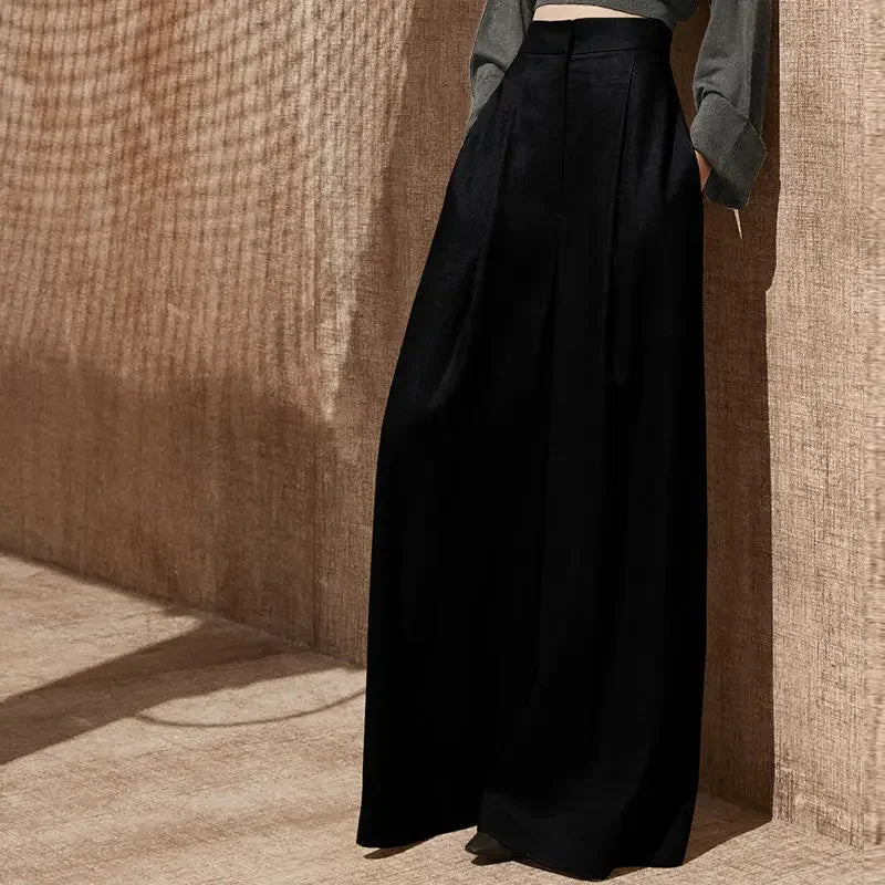 🍒Womans trendy trousers wide leg with pockets all season clothes comfortable stretch pants classic smart casual clothing party occasion wear Cover Yourself With Cool Clothes