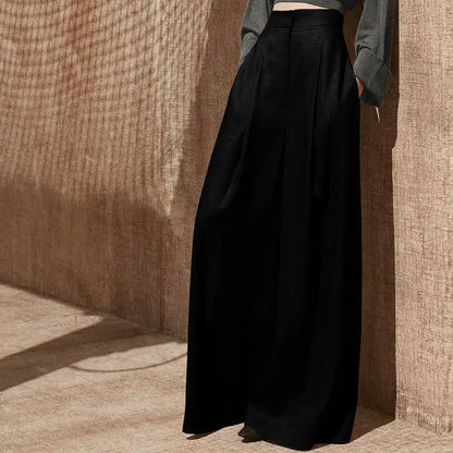 🍒Womans trendy trousers wide leg with pockets all season clothes comfortable stretch pants classic smart casual clothing party occasion wear Cover Yourself With Cool Clothes
