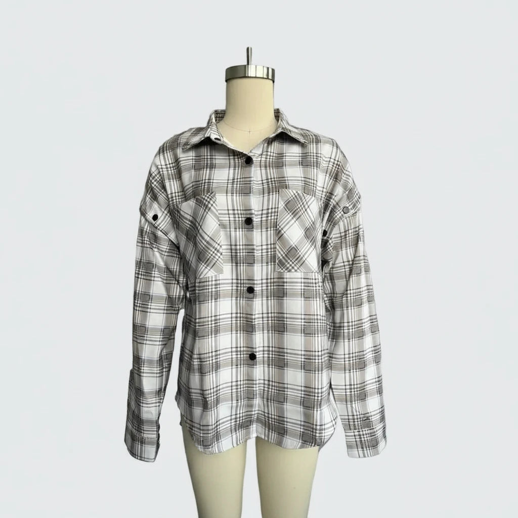 🍒Women's spring shirt Jacket checkered short-sleeved pocket retro luxurious chic trendy minimalist fashion check blouse designer comfy style clothing Dont Be Stale Mate Get This Checkers
