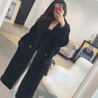 🍒Women winter faux fur coat winter long women female thick teddy bear outerwear Casual loose oversize outdoor wear Bear Winter With A Teddy