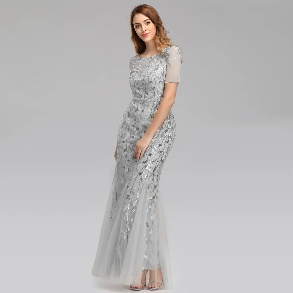🍒Sequin maxi cocktail dress long bridesmaid prom outfit for special occasion party club bodycon vintage style clothing You'll Fish This Mermaid Out Time &Time