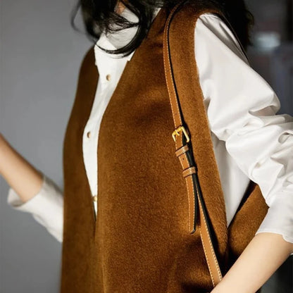 🍒Knit waistcoat for women long sleeveless jacket vest solid outerwear fashion outdoor clothing spring autumn wear
