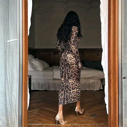 🍒Red striped long dress womens bodycon turtle neck zebra print mesh outfit clubwear party occasion wear clothing                       Catwalk Your Tiger