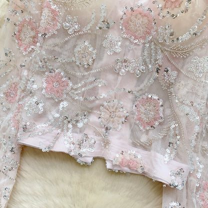 🍒Chic embroidered t-shirt sequin flora fashion for women summer wedding guest jacket party wear occasion wear Classy Cute Cover