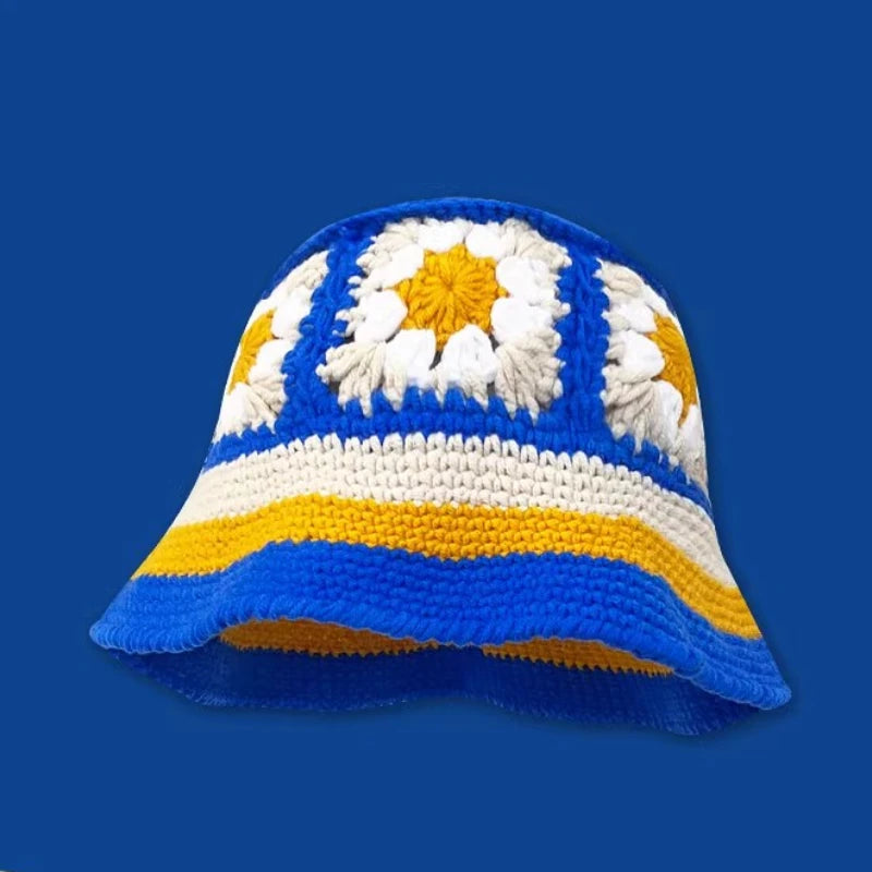 🍒Autumn crochet hat handmade bucket hat knitted Y2k flower fashion autumn winter colourful hats Get A Bellfower Flower. Flower