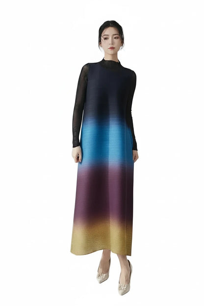 🍒Women's high-end clothing dress sleeveless long loose outfit gradual colour ombre fashion wear sleeveless loose long dress for party occasion wear  Gravitate To Gradual