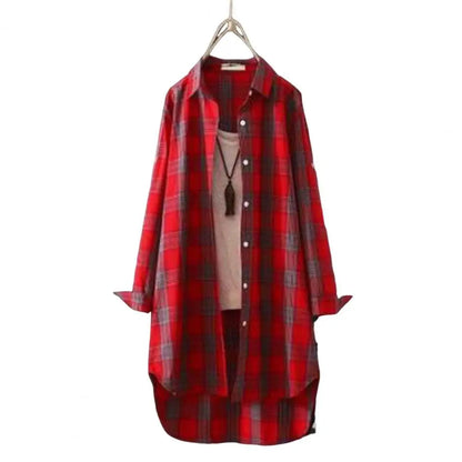 🍒Lapel shirt dress stylish plaid shirt coat women lapel long sleeve cardigan autumn outfits casual work shirts for ladies