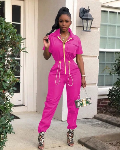 🍒Casual stretch jumpsuit colourful elastic waist pants one-piece romper suit for women comfortable summer outfits Jump In This Suit As Soon As You Get It