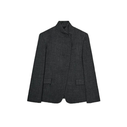🍒Loose Jacket for women gray Asymmetric blazer with lapels long sleeve split Jackets female designer style clothing fashion chic outwear    Always Be In Line For An Asymmetric