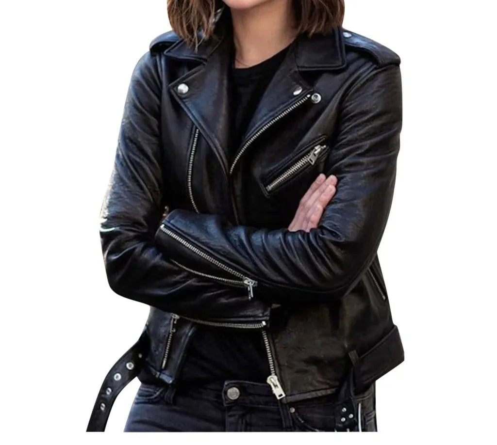 🍒Faux leather moto Jackets spring autumn fashion zip up outerwear smart casual biker jacket plus size outdoor clothes Get On The Moto Bike