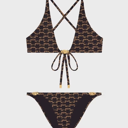 🍒Women's fashion bathing suits with cross back with in built bra one-piece swimsuit solid beachwear Sea Sure Swim Suits