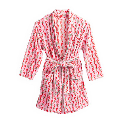 🍒Warm flannel robe for women winter plush sleepwear long sleeve lapel dressing gown with Tie beltStripe Heart Candy Triangle Prints Bathrobe Kimono Robe Wrap Up Christmas