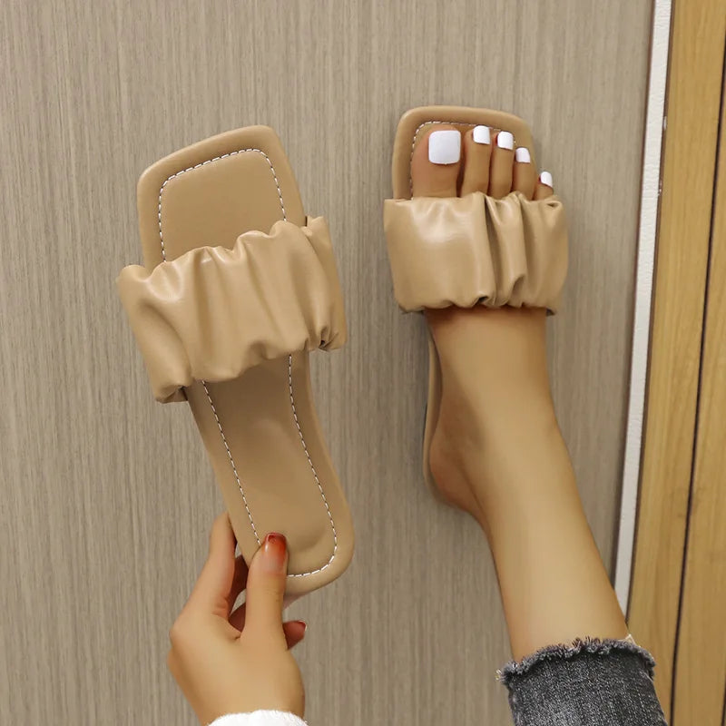 🍒Square flip flops flat large size women's summer sandals outdoor slippers square drape style shoes casual sandals Don’t Be Square Get This Lovely Pair