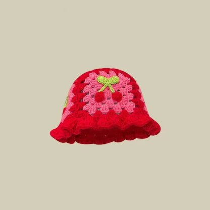 🍒Autumn crochet hat handmade bucket hat knitted Y2k flower fashion autumn winter colourful hats Get A Bellfower Flower. Flower