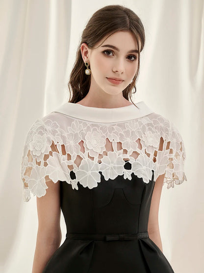 🍒Women's lace crochet dress backless summer fashion outfits trendy mixed media fashion high waist dress party occasion wear Laced With Clasic Style