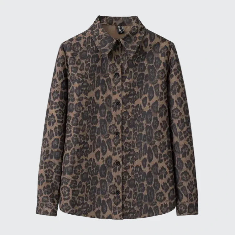 🍒Animal print shirt jacket womens loose leopard print outerwear for spring clothing loose lazy smart casual female fashion office commuting wear SAFAR as I CAN SEE this ANIMAL’S cool
