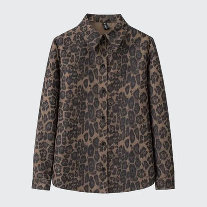 🍒Animal print shirt jacket womens loose leopard print outerwear for spring clothing loose lazy smart casual female fashion office commuting wear SAFAR as I CAN SEE this ANIMAL’S cool