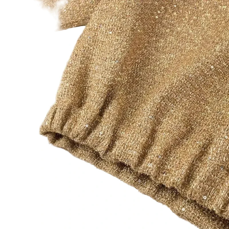 🍒Sequin bomber Jacket women Y2k gold Colour stand collar short coat long sleeve  spring fashion high Streetwear occasion wear smart casual clothing for women  Spring Into Shimmer