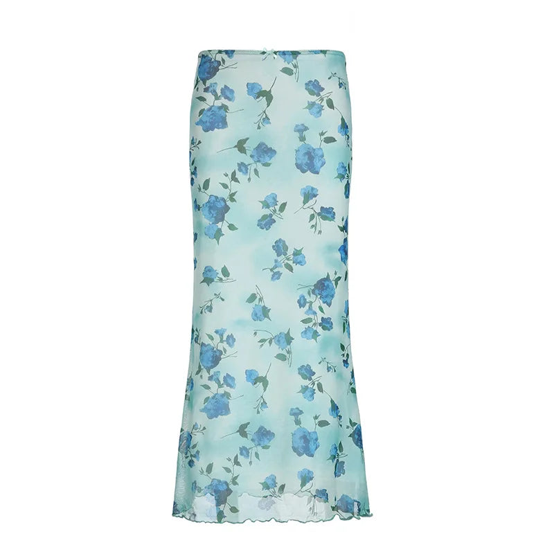🍒Womens long skirt low waist floral print fashion bodycon Y2k high waist elegant party wear female summer fashion clothing smart casual                                      Climb-(ers) Into Rose fashion