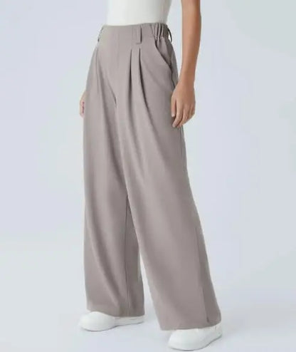🍒Elegant women straight pants flowy solid colour high waisted trousers wide leg work wear female fashion clothes No Need To Put The Leg Work In To Get These Legs