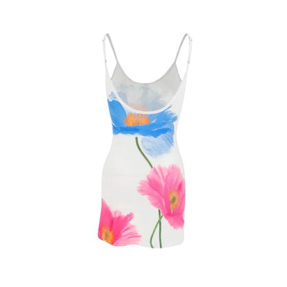 🍒Backless mini dress women summer fashion print clothing sleeveless sphagetti strap outfit White background elegant smart casual clothes Big Up Florals