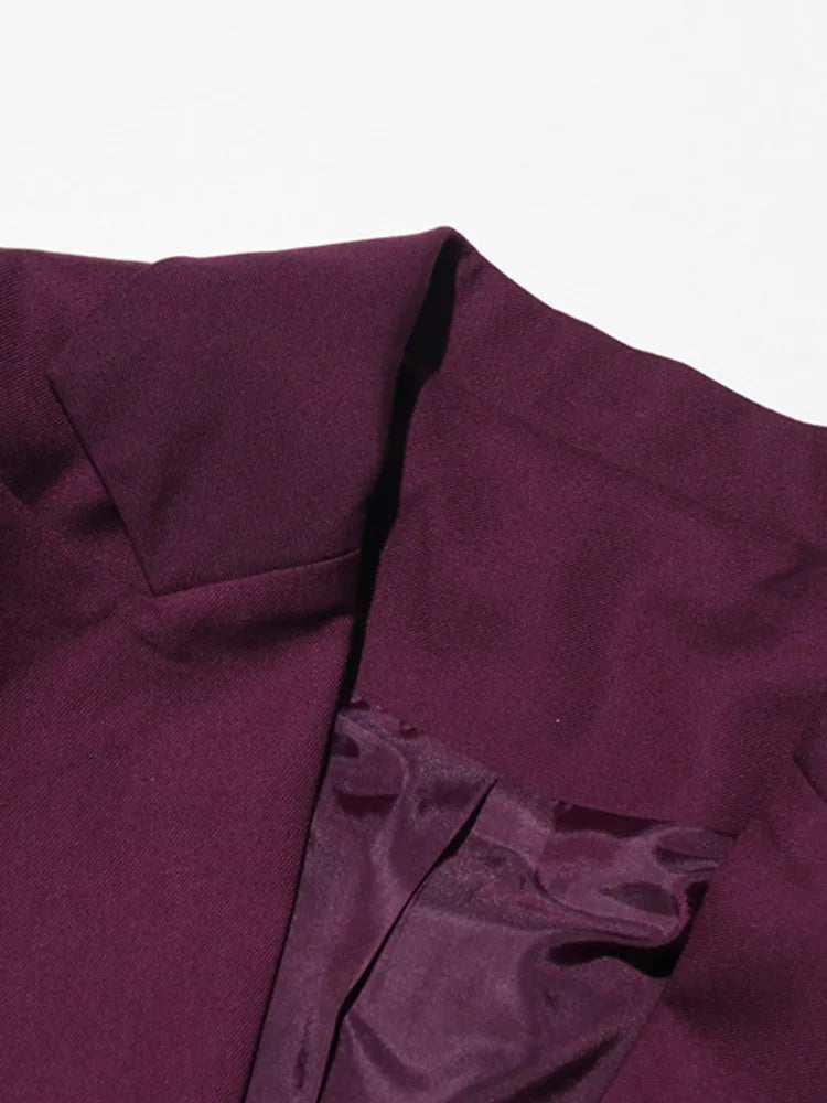 🍒Women's burgundy two-piece pant set classic blazer suit and wide leg trousers and jacket  outfit stylish fomal wear occasion clothing Get Red eye In Your Wine Red