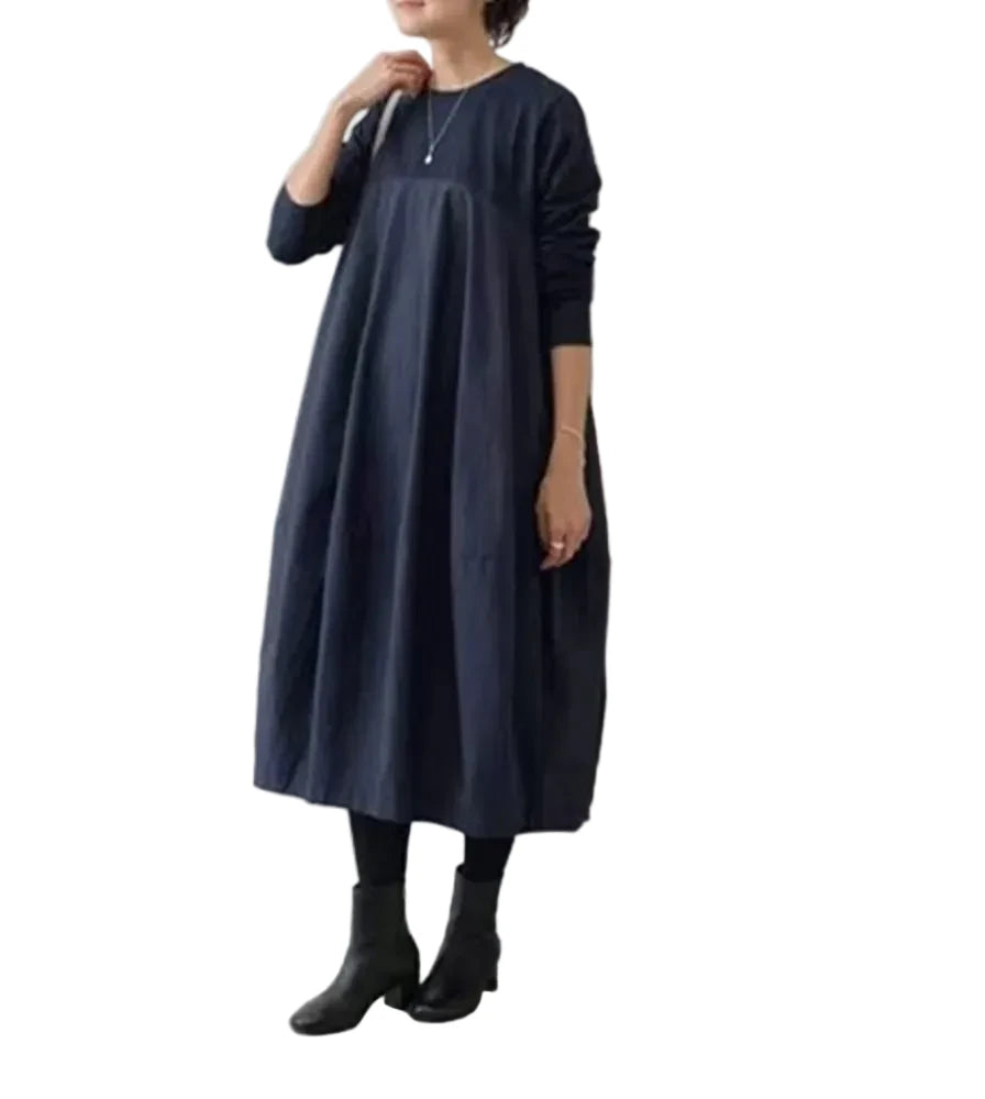 🍒Long knitted dress balloon round neck long sleeve outfits women stylish casual balloon fashion wear mixed media clothing Balloon In A Balloon