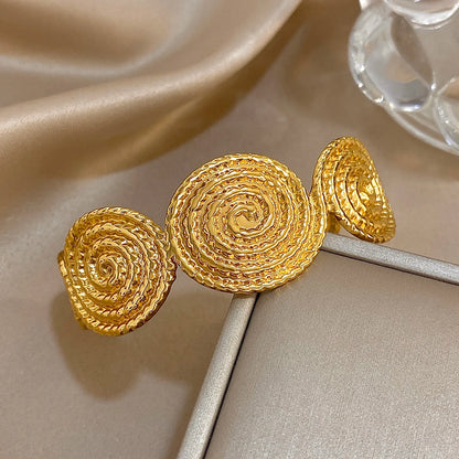 🍒Wide cuff bracelet personality gold colour diameter 65mm design women's stainless steel jewellery waterproof cool open bracelet for women's cuff bangle This Piece Will Give You Swirls of Style