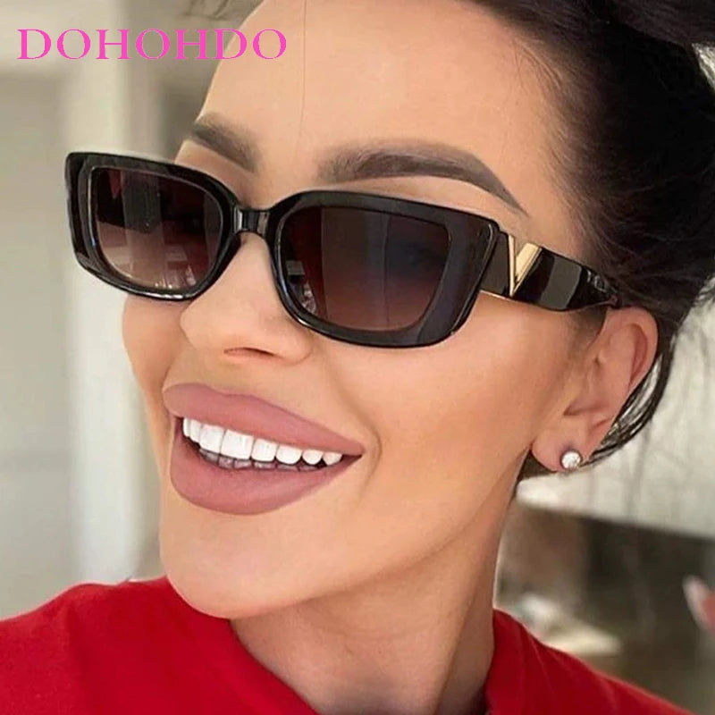 🍒Trendy rectangular sunglasses for womens shades unisex designer sunshade outdoor driving glasses for summer travelling sun glasses UV400 protection Trusty Trendy