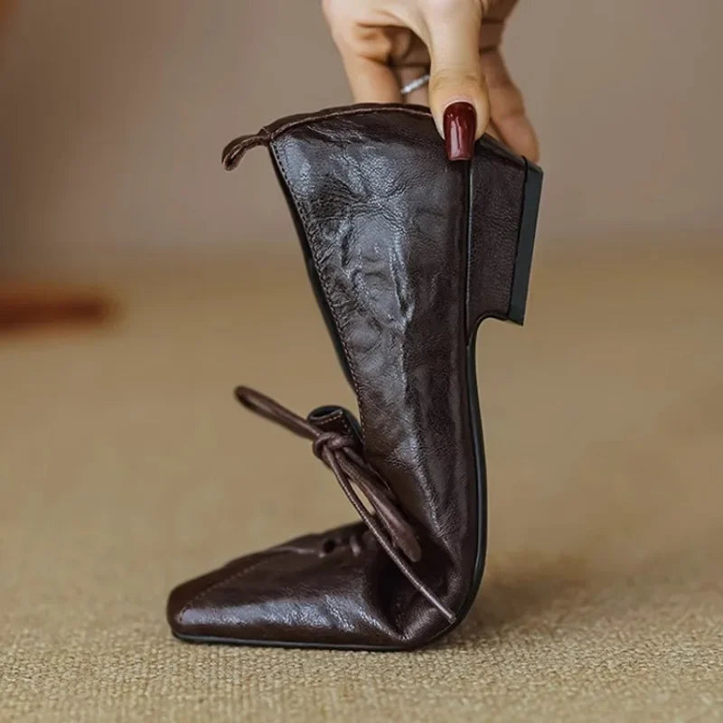 🍒Women pumps elegant flat shoes for women luxury low-heeled square toe lace up shoes comfy trendy footwear Round Up Your Squares With These Lovelylaces