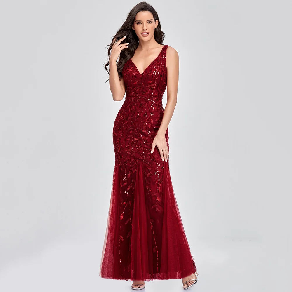 🍒Sequin maxi cocktail dress long bridesmaid prom outfit for special occasion party club bodycon vintage style clothing You'll Fish This Mermaid Out Time &Time